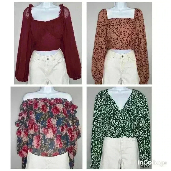 SHEIN Tops - Shein 4 Cropped Long Sleeve Tops (461)